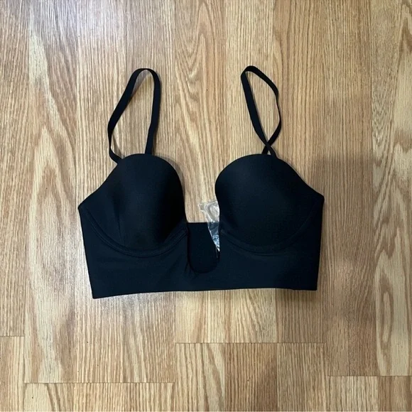 NWT SKIMS (B24) Deep Plunge Shape wear Bra Black Size L onyx - Picture 5 of 7